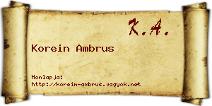 Korein Ambrus névjegykártya